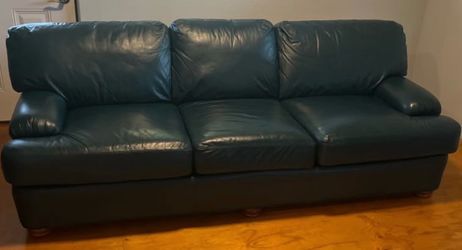 Premium LeatherCraft 89” Sofa - Dark Teal / Real Leather (Near Perfect)