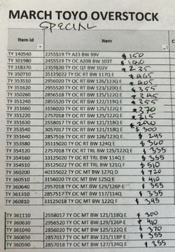 *MARCH TOYO TIRE SALE*