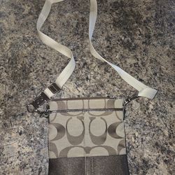 Coach brown and tan crossbody bag