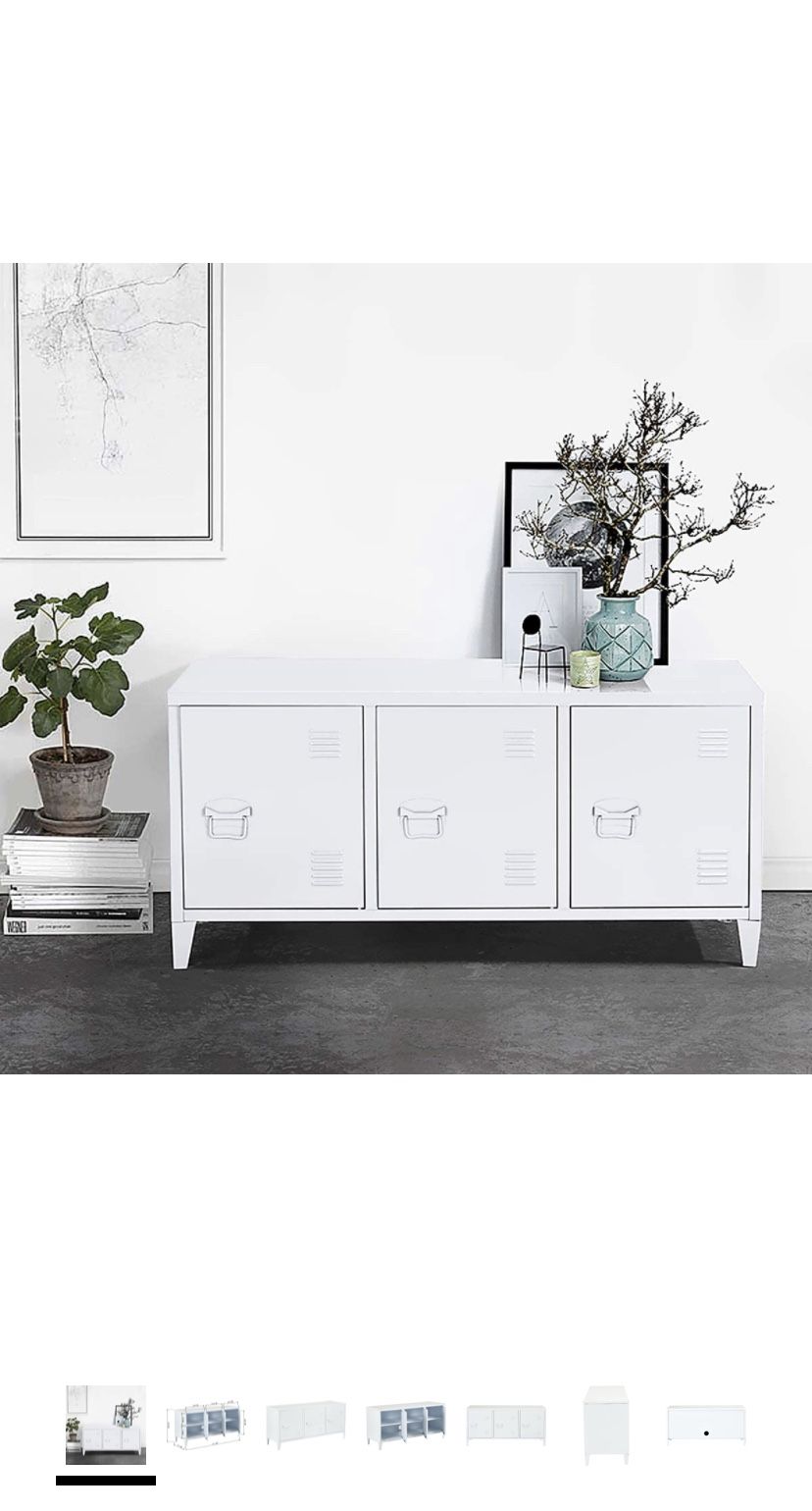 White Metal Locker Storage Cabinet TV Stand File Storage Kitchen Cupboard 2 Tier Brand New In Box 📦 