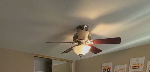 AirPro 52 in. Indoor Brushed Nickel Cherry Finish Blades Downrod Mount Traditional Ceiling Fan with 3000K Bulbs by Progress Lighting