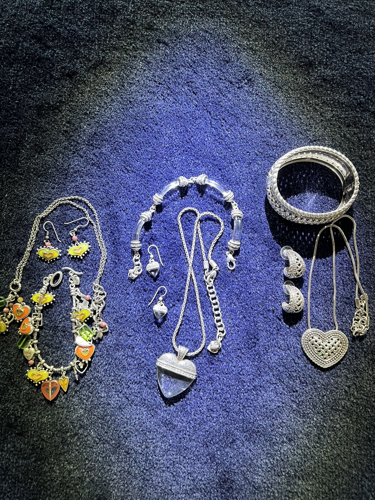 Brighton Silver Necklace, Bracelet, And Earrings