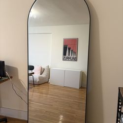 34"x76" Arched Full Length Mirror, Black Large Floor Mirror
