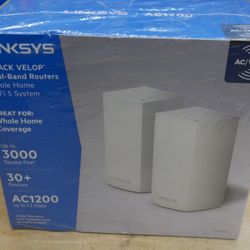 Linksys VLP0102-NP Velop AC2400 Whole Home Mesh WiFi 5 System - White (2-Pack). NEW. 