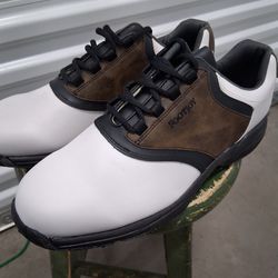 FootJoy Golf Shoes Mens Size.  11.    White - Brown Leather