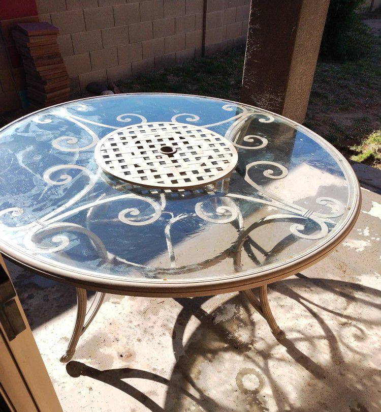 Patio Table With Lazy Susan And  Swivel Chairs