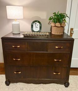 Vintage Solid Wood Dresser | Dark Walnut | Dovetail Drawers