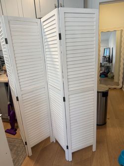 White Louvered Room Divider — $40