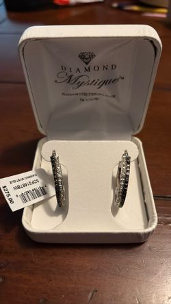***Diamond Mystique Platinum Over Sterling Earrings
