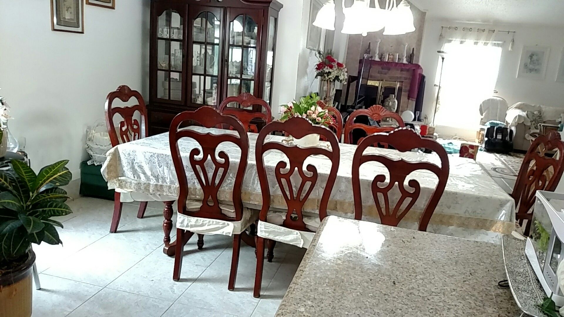 Dining table with 8 chairs hutch and buffet