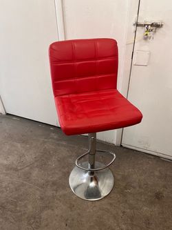 Red Faux Leather Swivel Bar Stool