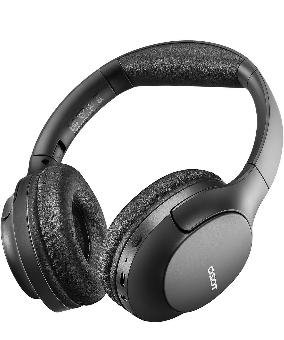 Over Ear Headphones, ENC Call Noise Cancelling Mic, Foldable Wireless Headset, 70H Playback, Deep Bass Stereo Sound, Customizable EQ via Button & App,