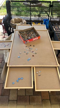 Flat puzzle table with drawers