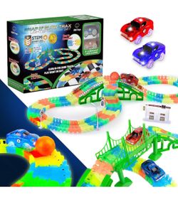 USA Toyz Glow Trax Glow in The Dark Race Tracks Toy Speedway Race Car Track Set