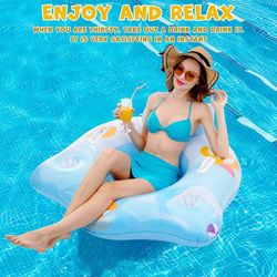 CLEARANCES Thickened Pool Floats,Floats for Swimming Pool,Pool Lounger,Inflatable Chairs,Floating Chair,Floaties for Adults with Mesh Bottom,Backrest 
