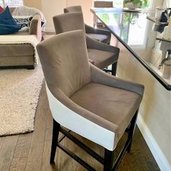 3 Gray and Cream Barstools
