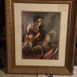 Vintage And Rare William Clarke George Washington Painting With Antique Frame