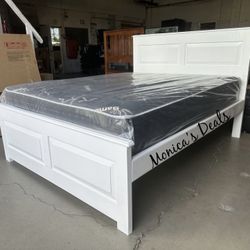 Queen Solid Wood Bed With Mattress $540