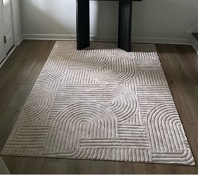 Beige 5x7 Area Rug Washable Non Slip