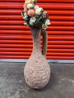 Large clay vase with decor