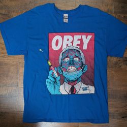 OBEY / Fauci Ouchie Graphic T-Shirt - Size Large (Blue)