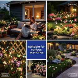 New 4 pack Solar Butterfly Flower Garden Lights Outdoor Decor