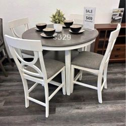 Beautiful ‼️5-pc Counter Height Dining Table Set White & Grey