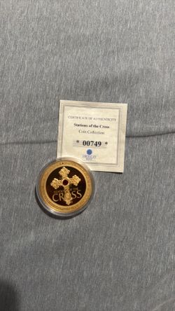 Station of the cross gold plated coin