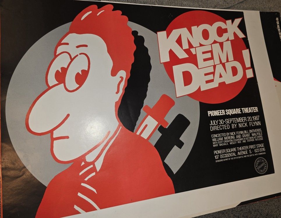 Knock'em Dead! Pioneer Square Theater Poster 1987 By Fred Andrew's  18x24" In VG Condition 