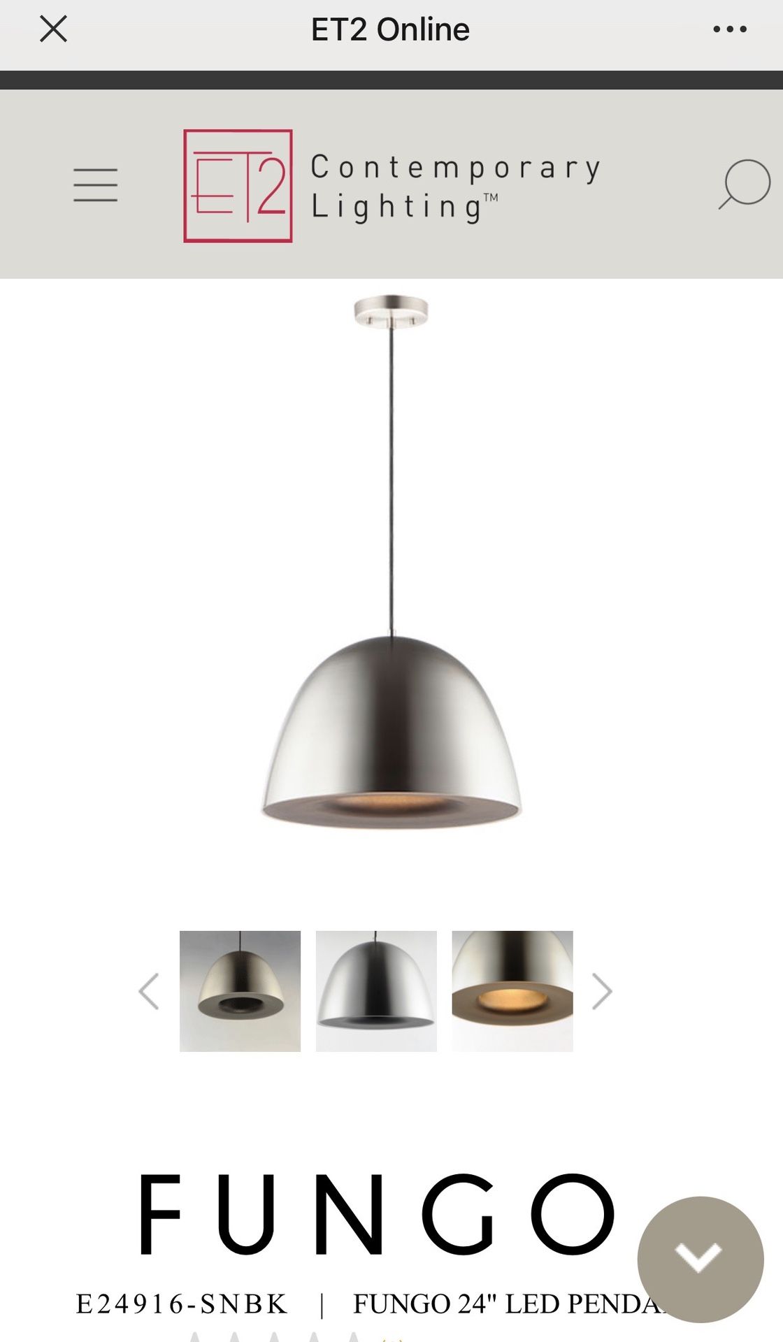 FUNGO 24" LED PENDANT E24916-SNBK 