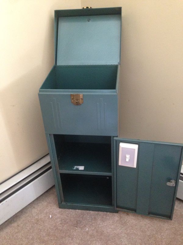 Vintage Metal Industrial File Cabinet Safe With Key Great
