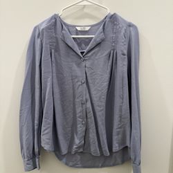 Blue Flowy Womens Button Up/Blouse