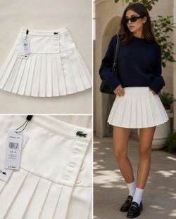 Brand New Lacoste White Pleated Skirt, Tag Attached, Size 32
