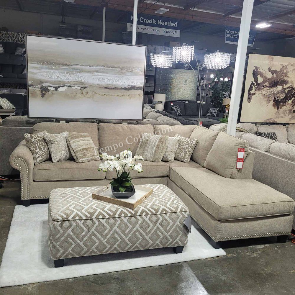 Cute L Shaped Sectional, Finance Available, Putty Color, SKU#1040401R