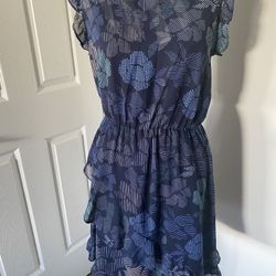 Sheer Blue Dress With Ruffles