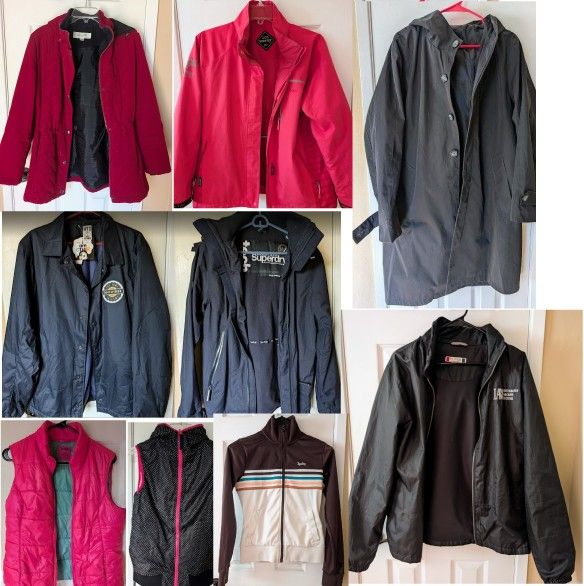 women's trench coats, windbreaker rain winter jackets, puffer vest jacket Small Medium $5 - $20 ea