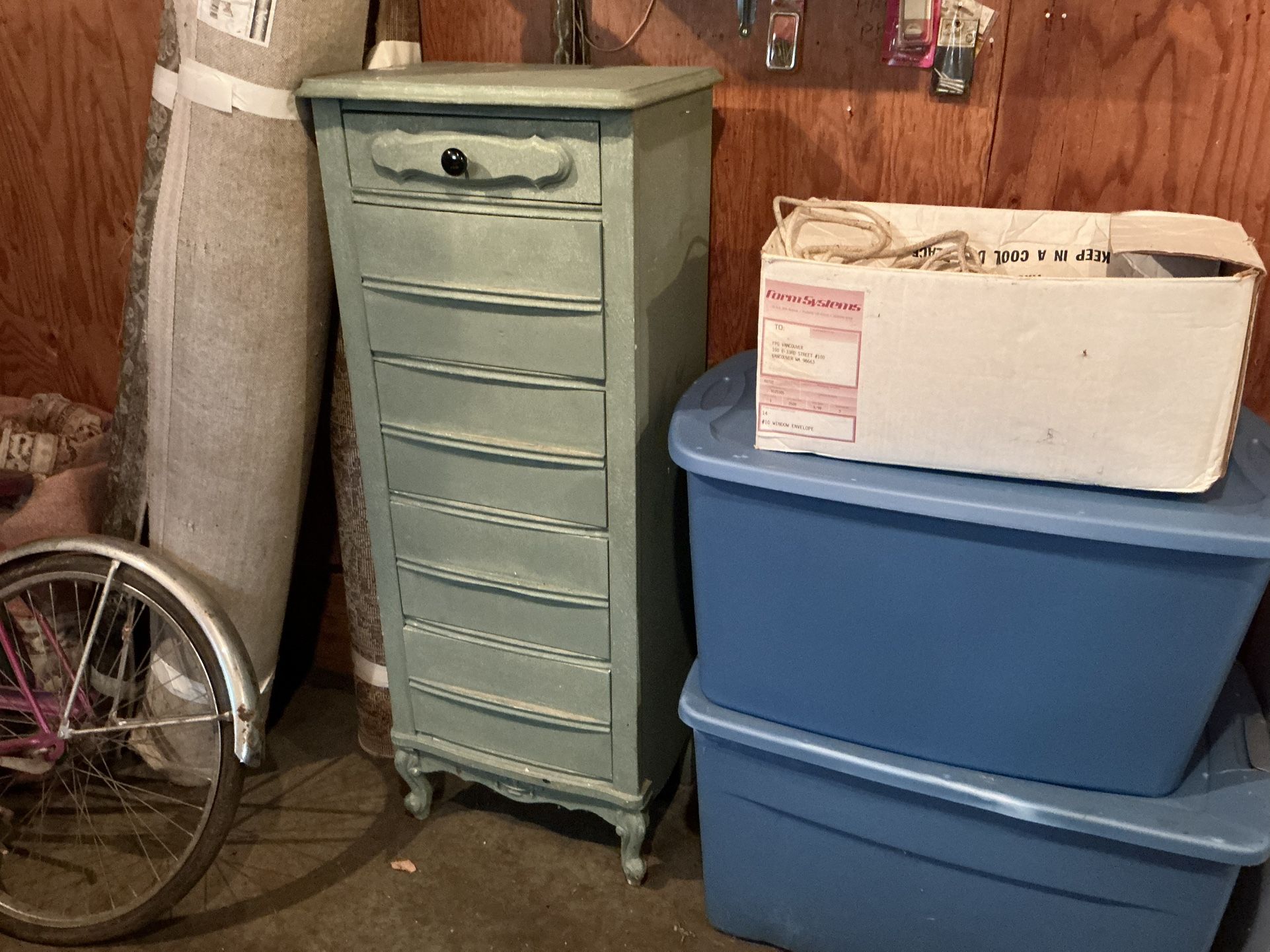 Dresser - Vintage Tall Lingerie Dresser w/ 5 drawers . Heavy Solid Wood In Excellent Condition. Nice Piece To Restore Or Use As Is.
