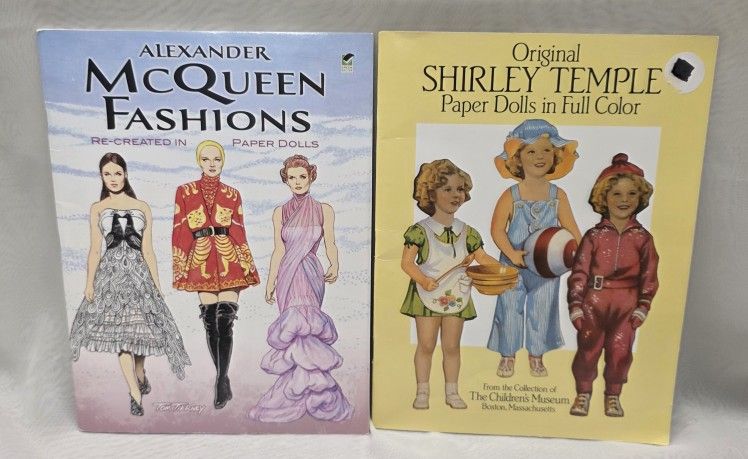 2 Dover Paper Doll Books Shirley Temple And Mc Queen Fashions New