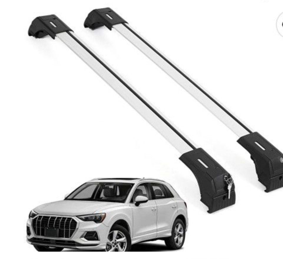 ERKUL Roof Rack Cross Bars Compatible w/Audi Q3 2019-2023 | Aluminum Lockable Rooftop Luggage CrossBars Set to Carry Cargo Carrier, Canoe, Snowboard, 