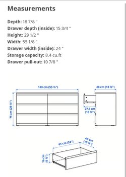 Ikea Malm Dresser - 6 drawers