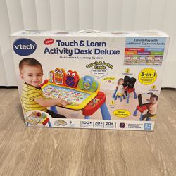 Vrtech Touch Learn Activity Desk Deluxe + 6 Expansion Pack.