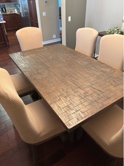 Dining table, 8 chairs and credenza