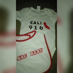 916 baby onesie and bib set