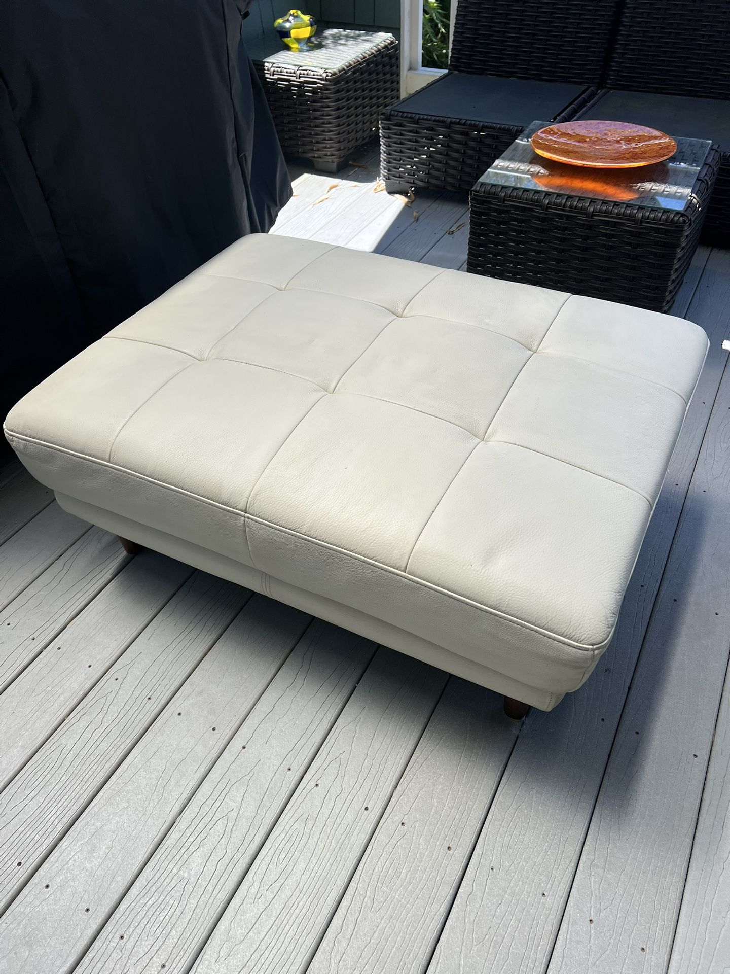 Kasala White Leather Ottoman $75
