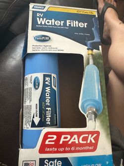 Camco TastePURE KDF/Carbon RV Water Filter 2-pack.