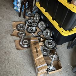 Adjustable Chrome Dumbbells Set 200 lbs