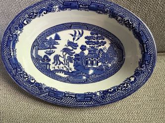 Wood s and sons vintage blue willow serving dish