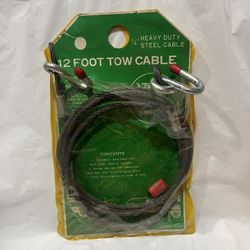 12 foot tow cable - 1/4” Heavy Duty Steel Cable