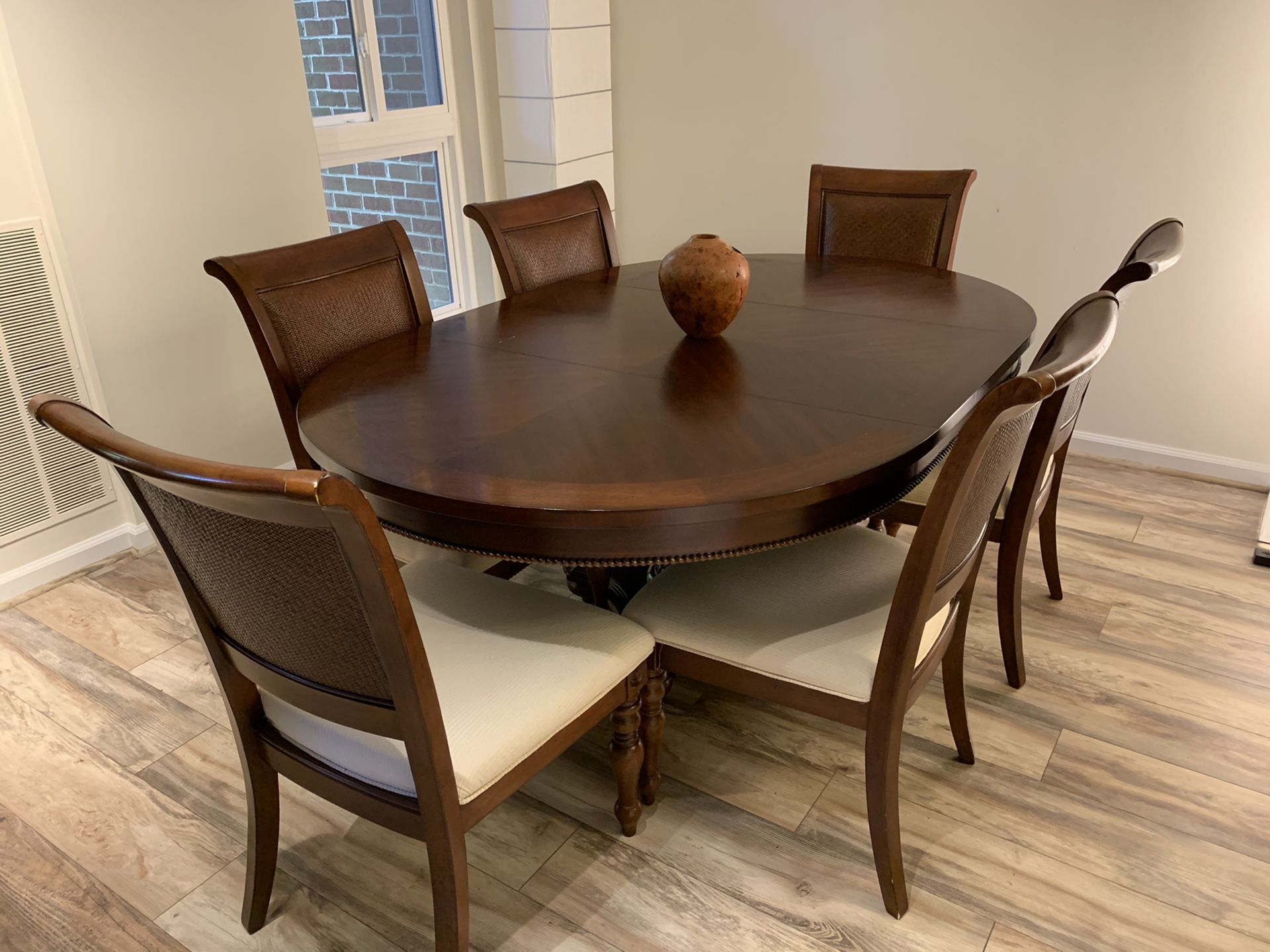 Solid cherry pedestal dining table