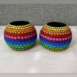 Tea light Holder Handpainted New 